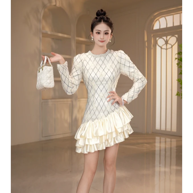 【显瘦定制 】设计师新款轻赫本风连衣裙礼服夏季复古名媛性感65570