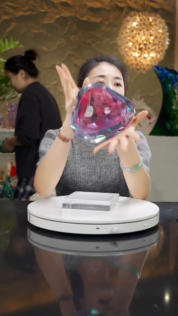 琉璃蓝紫色三角果碗（微瑕不退不换）32号