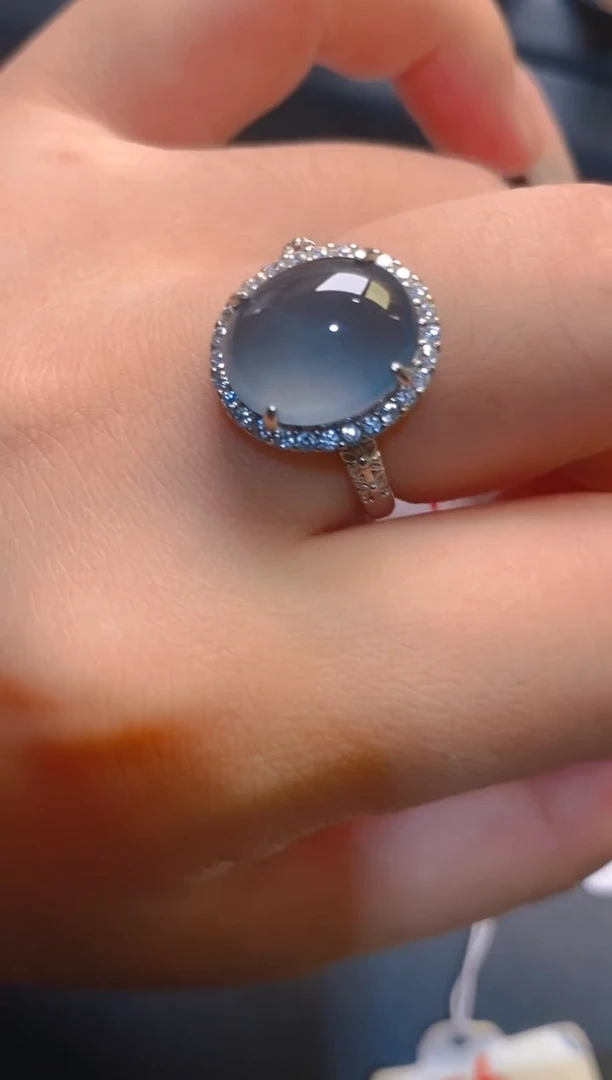 翡翠银S925镶嵌耳饰天然