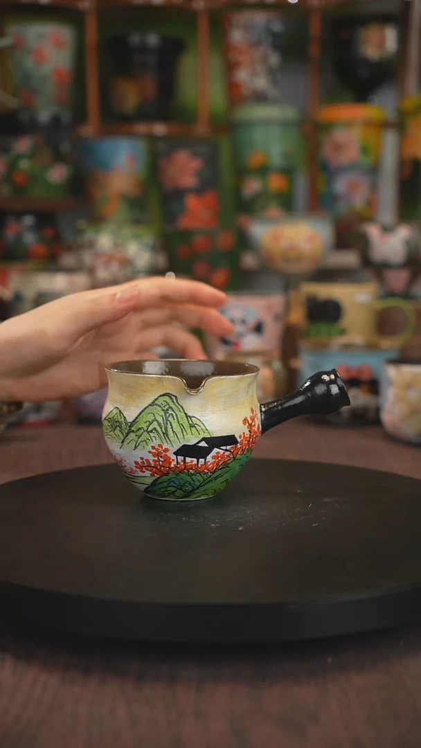 紫砂油画手绘釉下彩