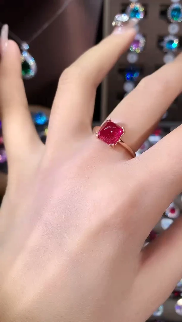 银S925镶嵌戒指红宝石8糖塔