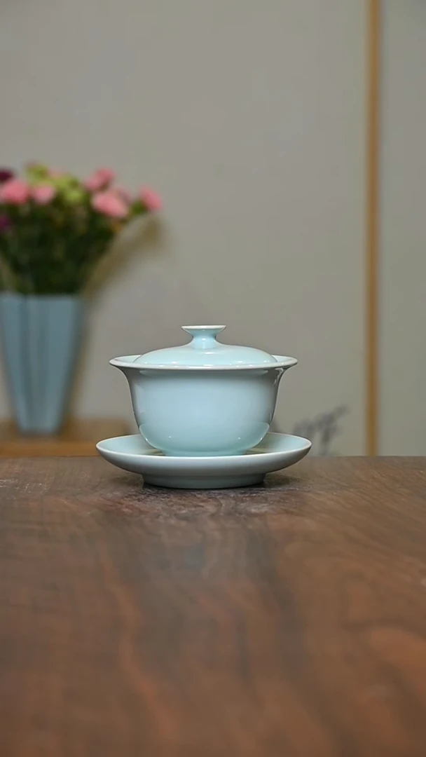 元宝盖碗 朱法喜作品 天青