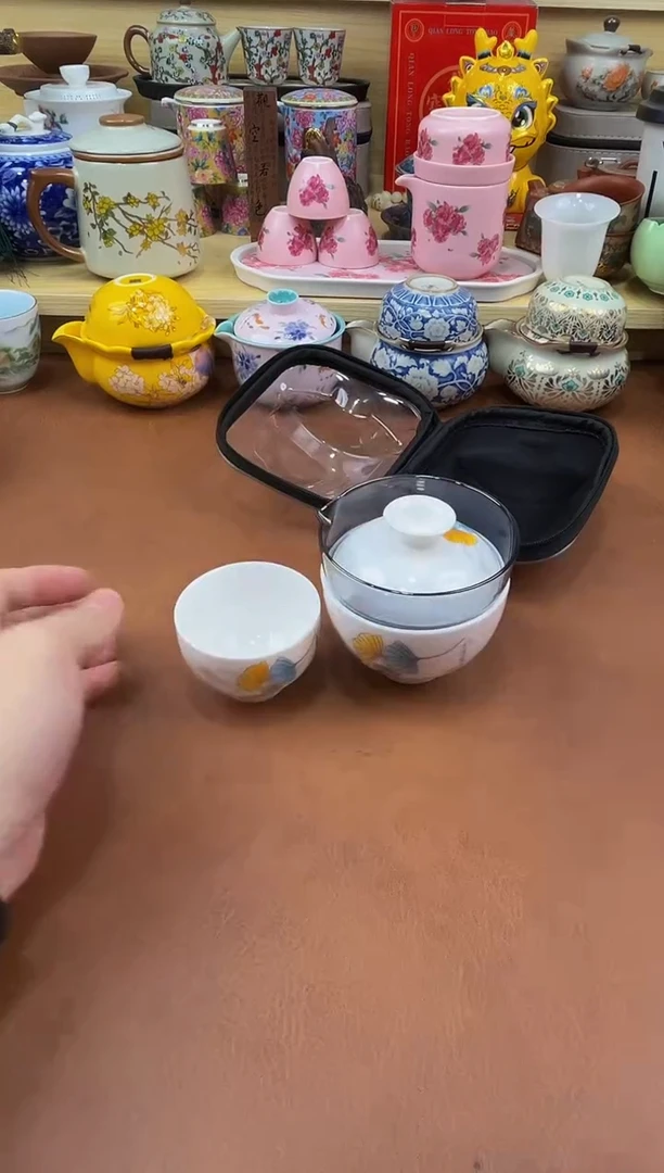 陶瓷茶具摆件旅行套组
