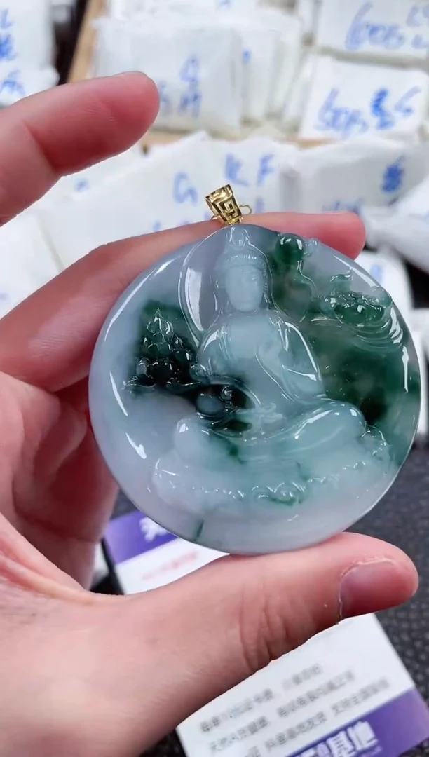 【闪购商品】翡翠颈饰18K金镶嵌00000315大势至