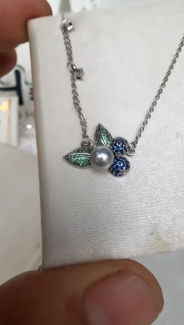 颈饰银S925镶嵌海水珍珠套链