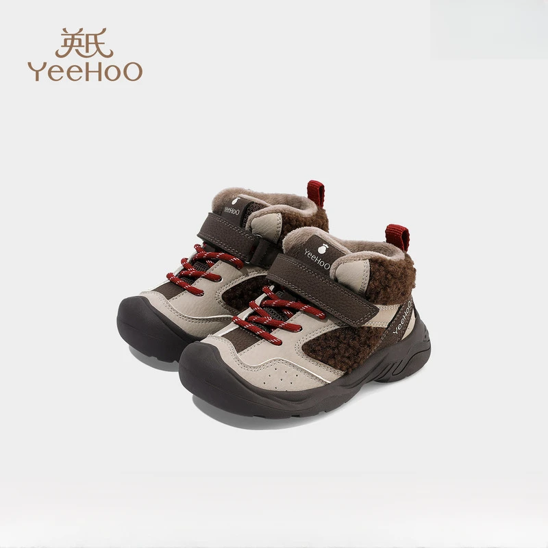 英氏童鞋儿童高帮运动鞋冬季新款加绒保暖男童二棉鞋女宝宝休闲鞋