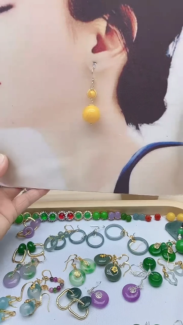 蜜蜡14K金镶嵌耳饰蜜蜡174