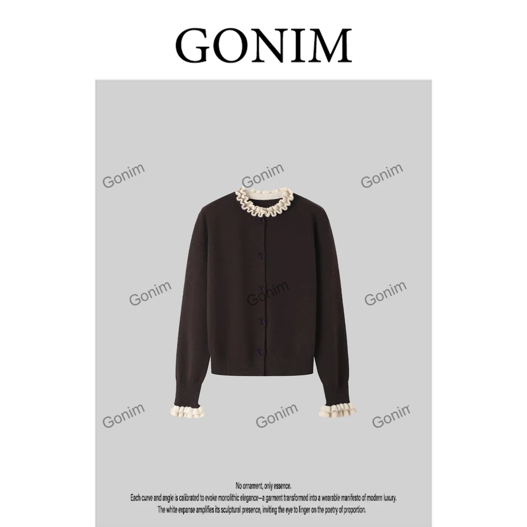Gonim·"花花小树‘2025早秋时尚气质花纹毛针织衫百搭上衣女