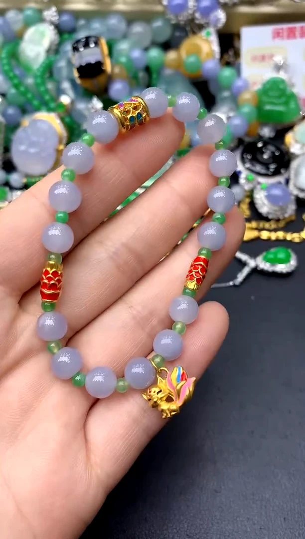 足金镶嵌手串翡翠272-中国好珍宝