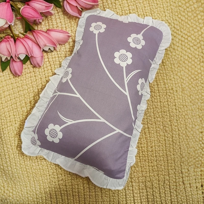 3-6岁宝宝纯棉成人学生荞麦枕韩式单人棉枕花边枕头