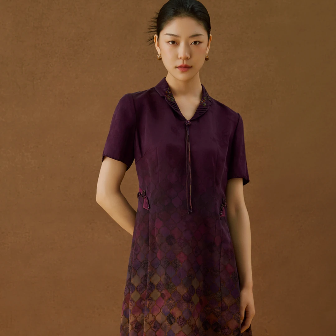 CHEN HENG 连衣裙新中式中国风国风连衣裙夏装夏季短袖国风复古