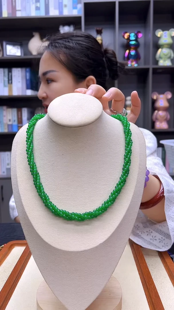 翡翠14K金镶嵌颈饰沉白diy劲饰