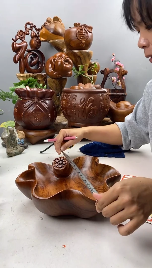 香樟木A22莲蓬果盆/尺寸