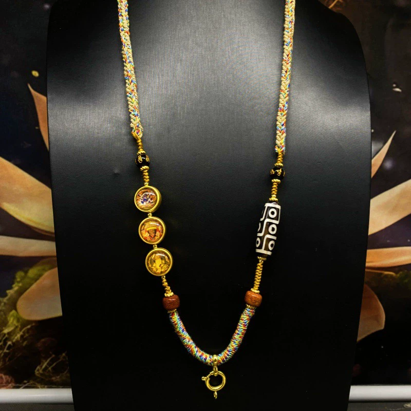 非金属布艺项链 藏式吊坠项链绳纯手工手搓棉编绳唐卡文玩挂件绳