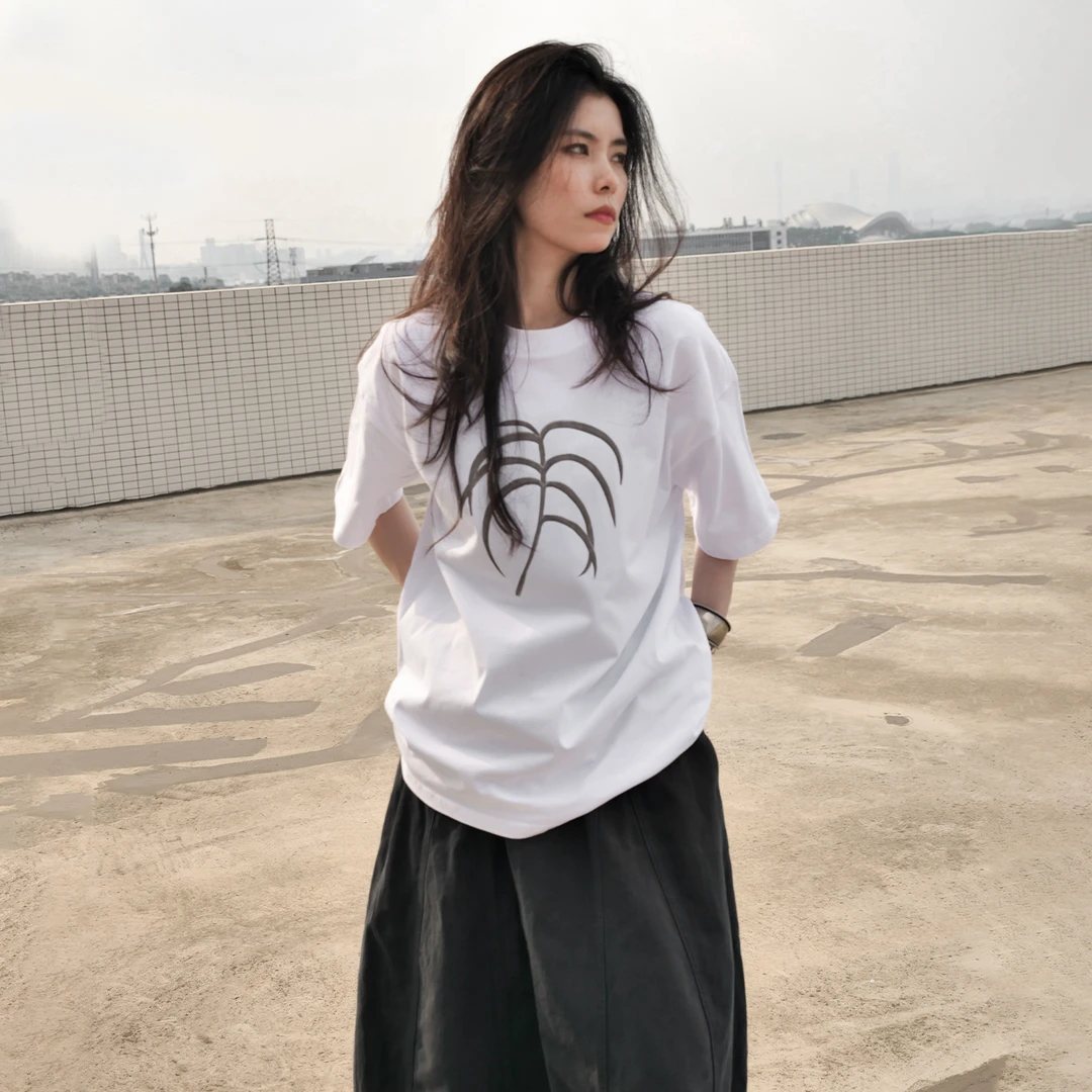 顽齿<树>手绘印花原创小众圆领宽松T恤情侣春夏纯棉短袖上衣