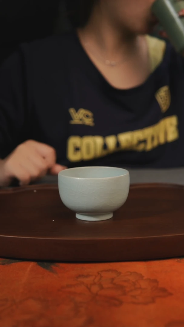 杯子月白罗汉 汝州原产地原矿仿古老釉