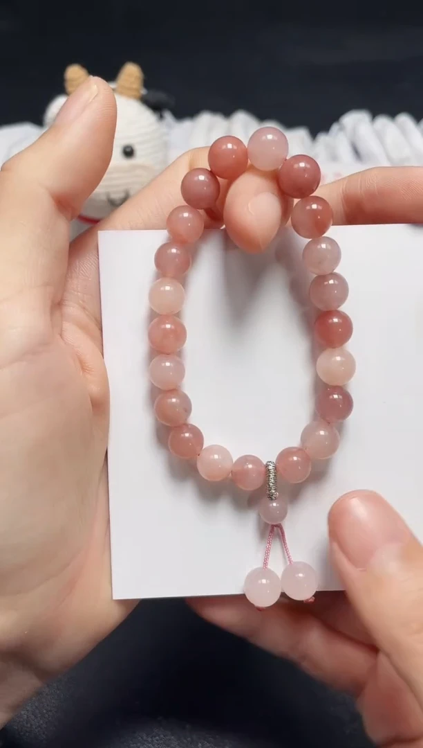 【闪购商品】石英质玉手链未镶嵌桃花卡8带吊坠