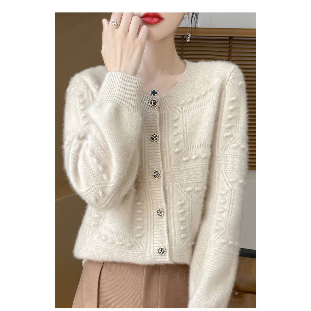 ZHANGLIXI纯羊毛衫开衫宽松宽松时尚百搭设计显瘦YM-QHDMR-311