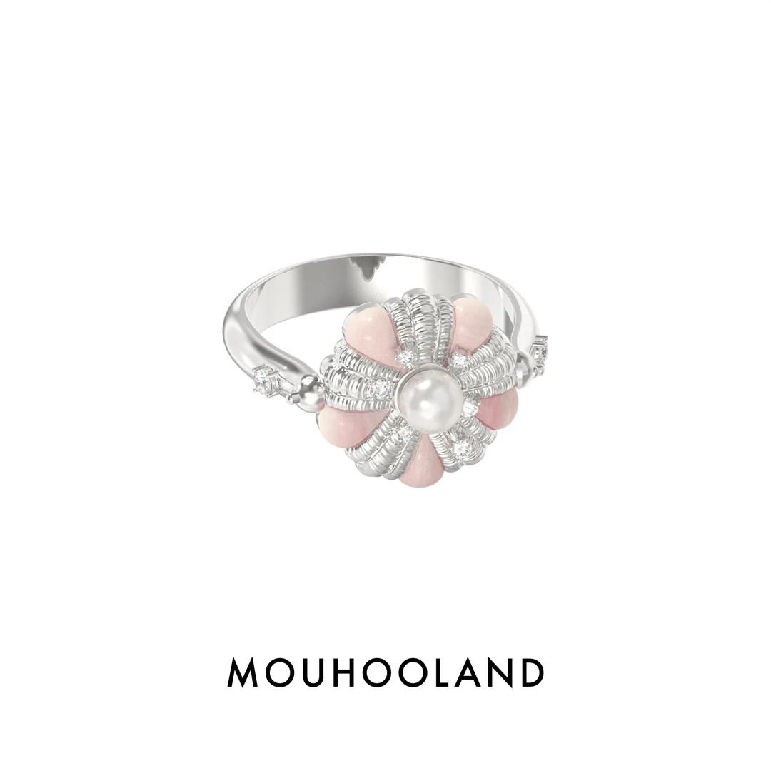 925银戒指 杏花编织戒指925银原创设计