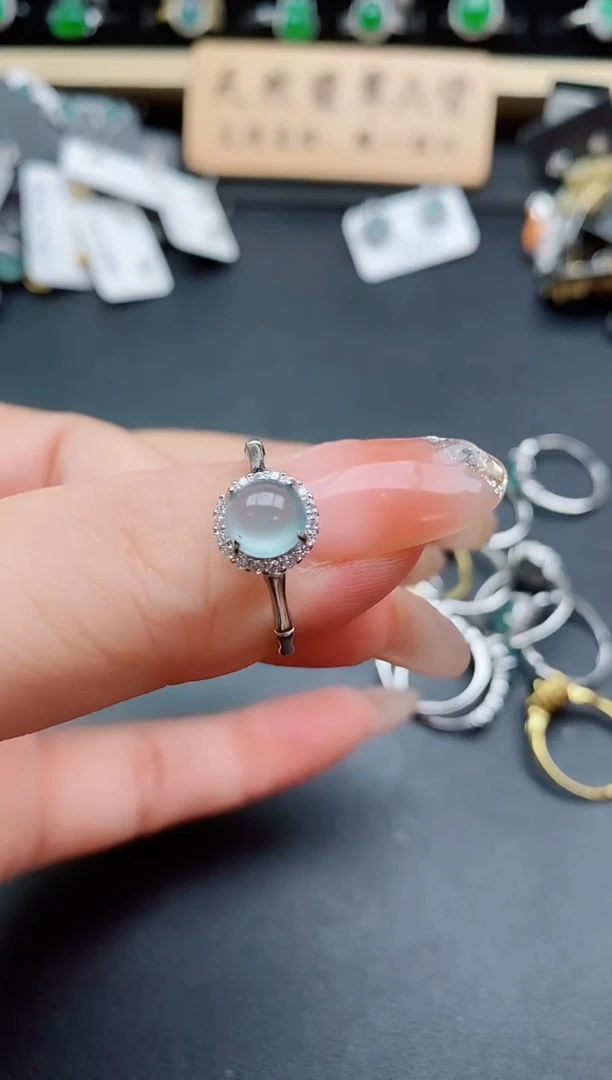 银S925镶嵌戒指翡翠1