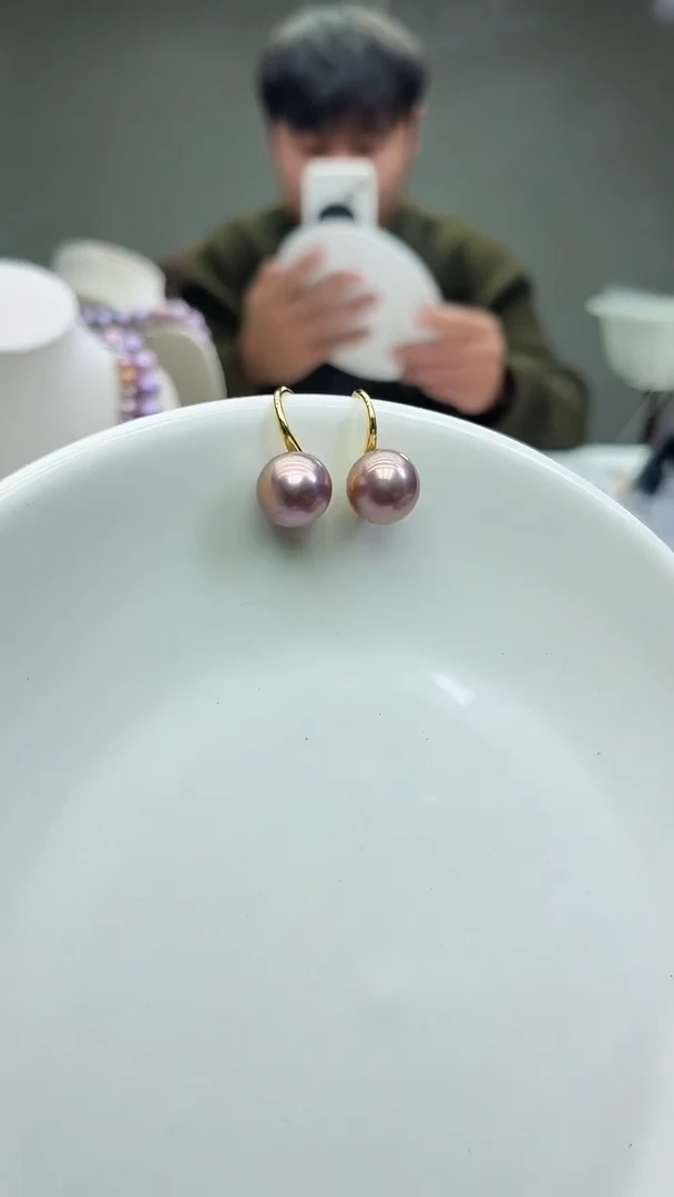 未镶嵌耳饰淡水珍珠紫色系耳饰