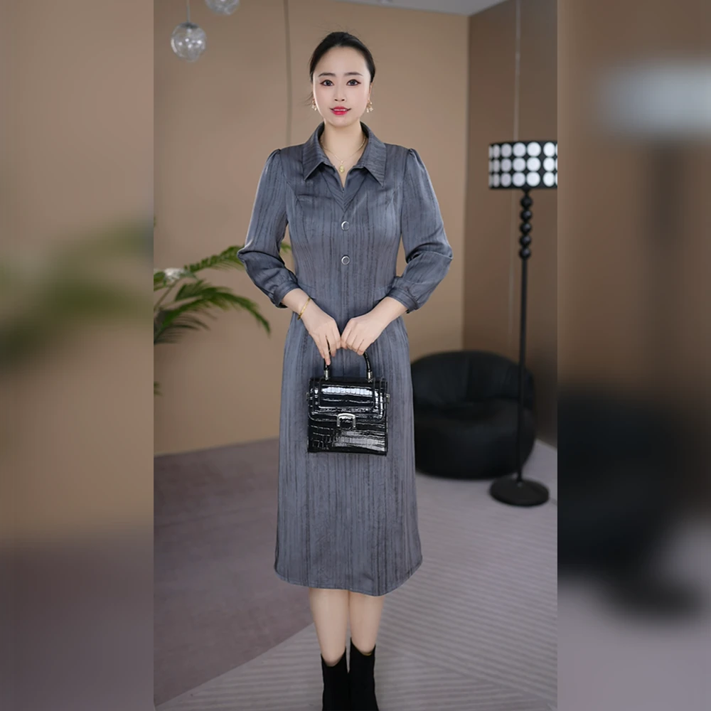 2025春季新款连衣裙气质妈妈装修身减龄显瘦收腰百搭裙子