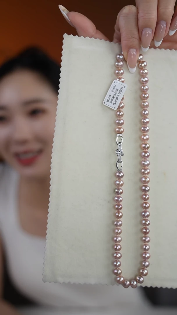 颈饰银S925镶嵌淡水珍珠紫月流光 无核 7-7.5