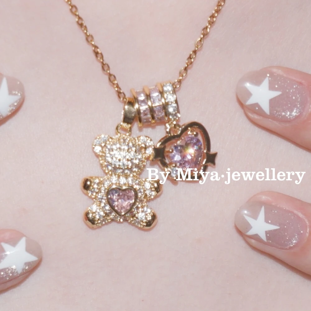 钛钢锆石项链 Luckybear~美式甜心小熊项链甜感爆棚！美式项链