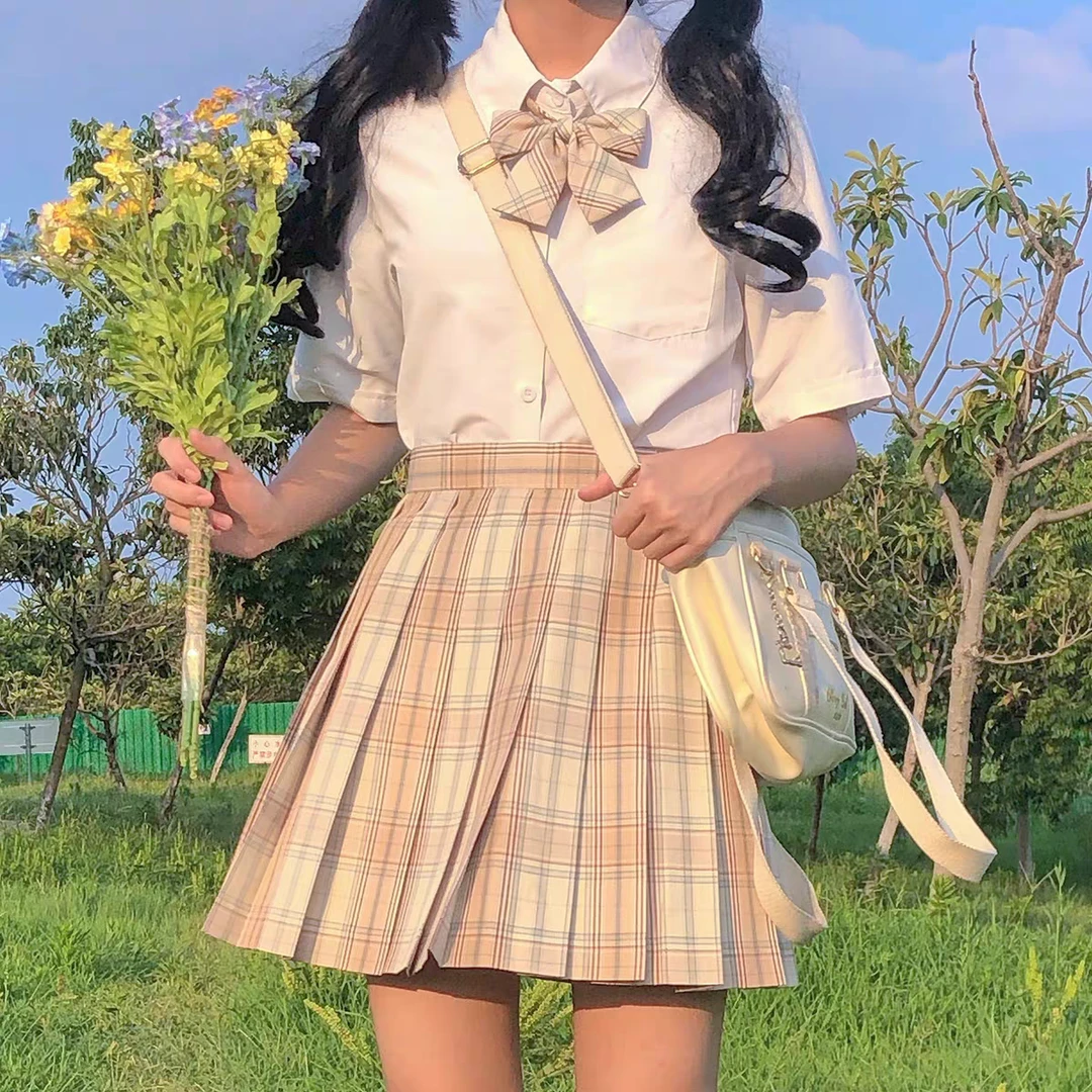 【秋日浪漫】不醒人事务所原创JK制服裙黄格日系格裙白菜包邮