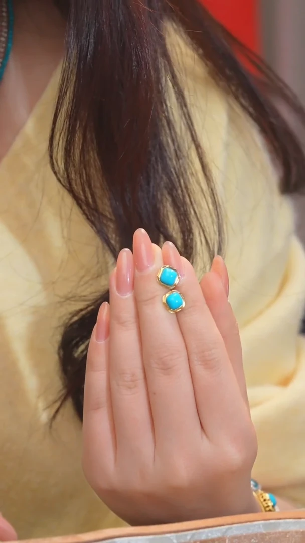 【闪购商品】绿松石耳饰18K金镶嵌多样性发@@N3118