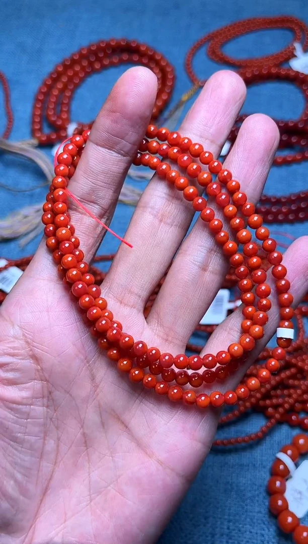 手链未镶嵌南红玛瑙原矿瓦西料柿子锦红多圈4m+