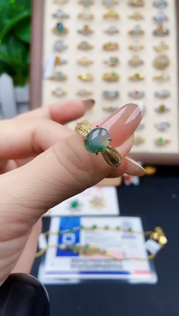 银S925镶嵌戒指翡翠12