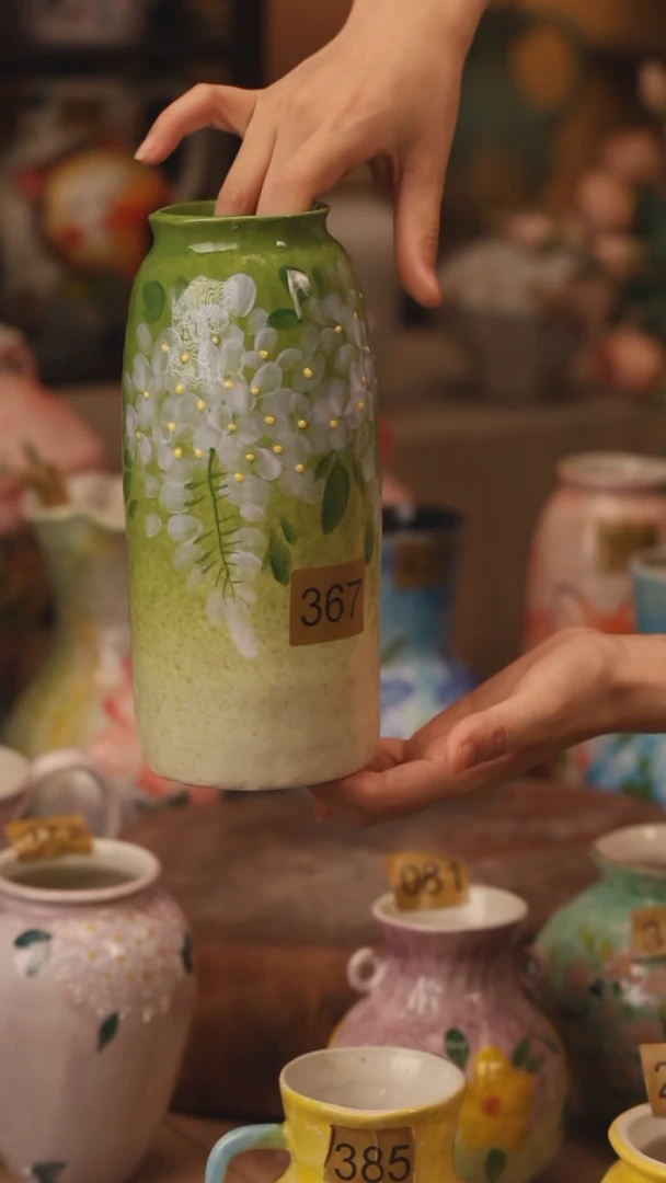 陶瓷367景德镇设计师手作花器摆件侘寂风