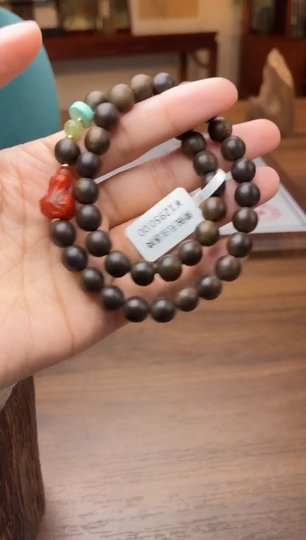 沉香手串沉香【非遗】雷击白棋楠08白菜双圈沉水设计