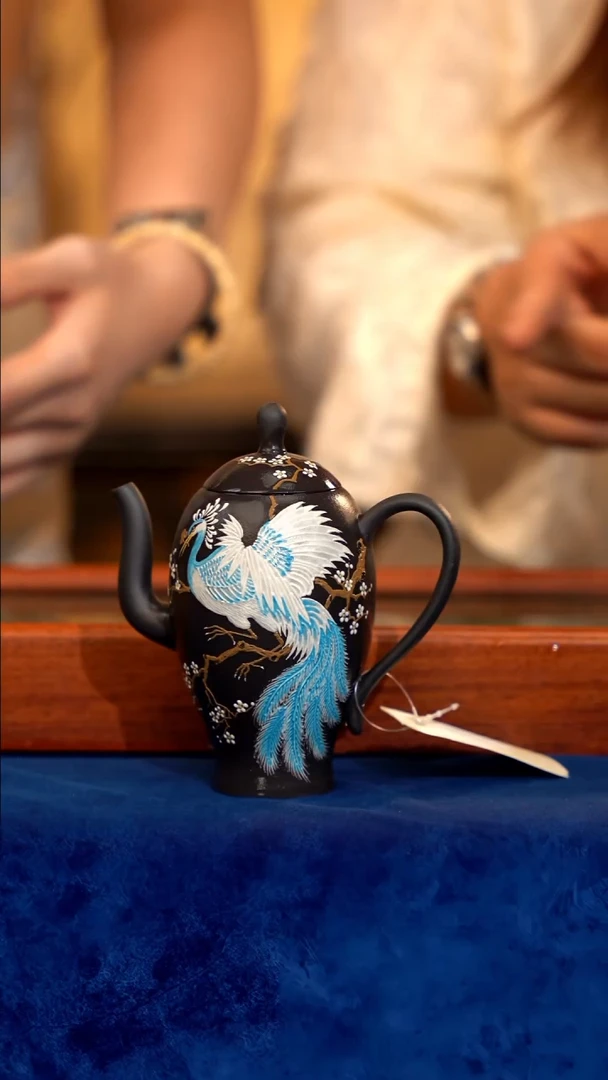 紫砂 宜兴紫砂 QMJ 泥绘   冰蓝凤凰