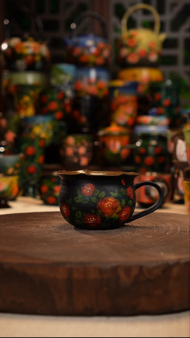 紫砂油画手绘釉下彩