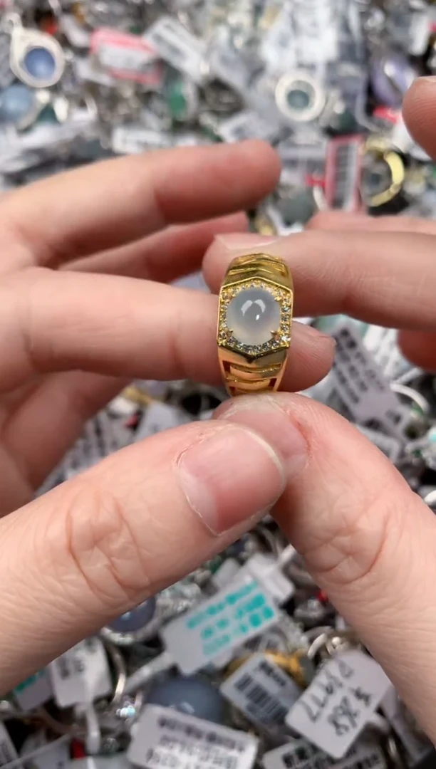 银S925镶嵌戒指翡翠9999----6