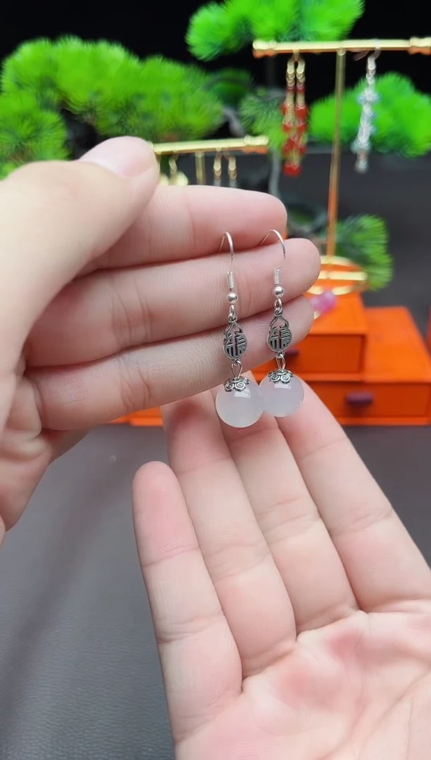 玛瑙/玉髓耳饰银S925镶嵌522