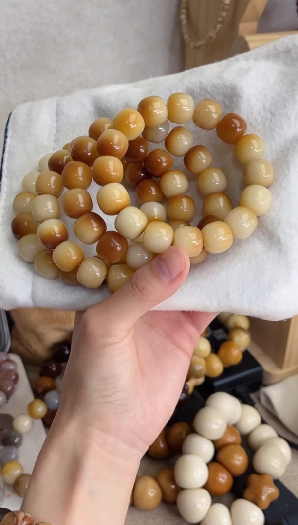 菩提根/象牙果手串炭烧玉化桶珠13*14手串