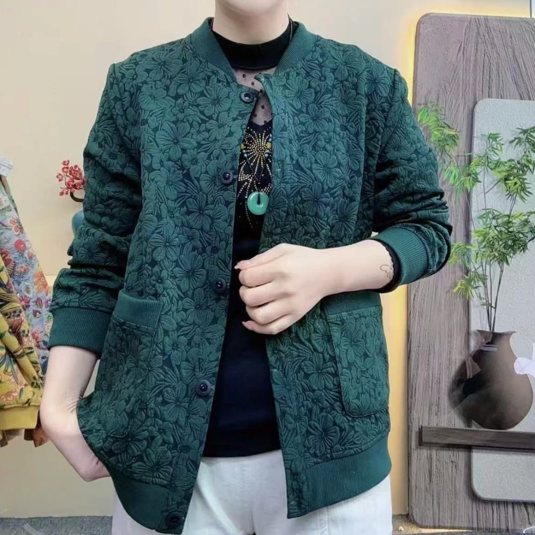 2025春季新款百搭显瘦妈妈装洋气棒球领夹克衫外套女休闲短款