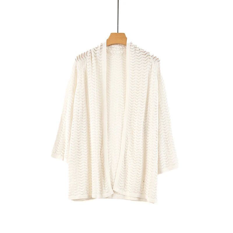 天山【100桑蚕丝】2024新款时尚百搭气质女士纯色开衫外披YKNL5583T