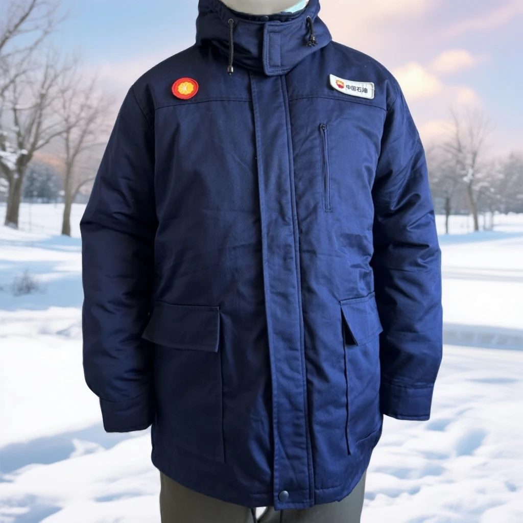 油田冬季户外防寒保暖男士工作装蓝色宽松百搭男款休闲时尚加厚