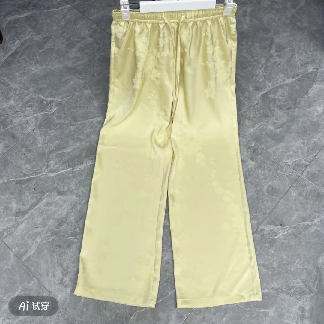 大王缎裤王新中式减龄显瘦高腰直筒窄版女士休闲裤613