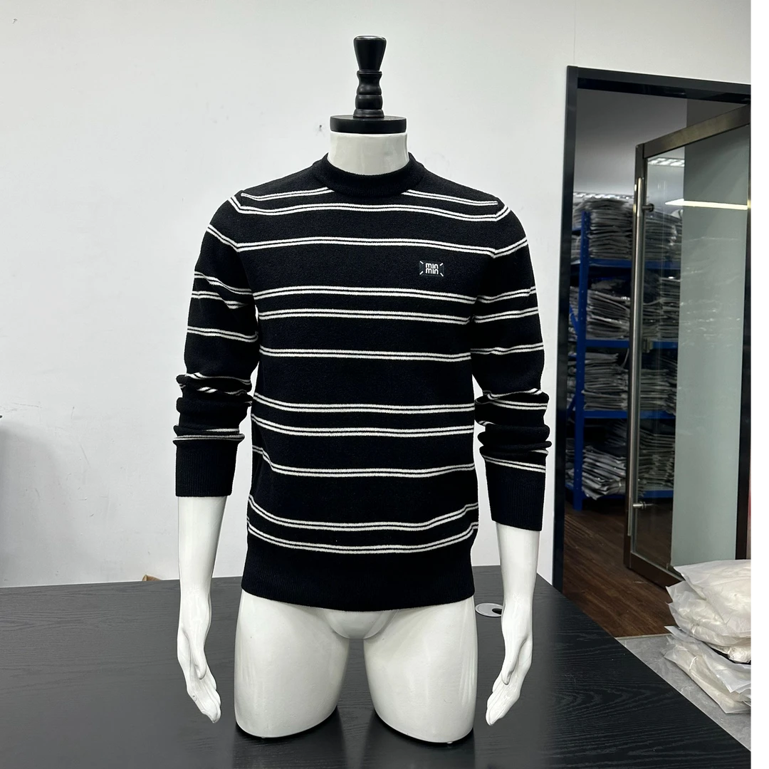 2879男士高品质条纹秋冬厚款毛衣