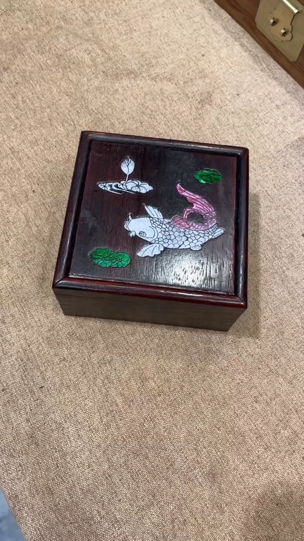 木连年有余方形抽拉盒