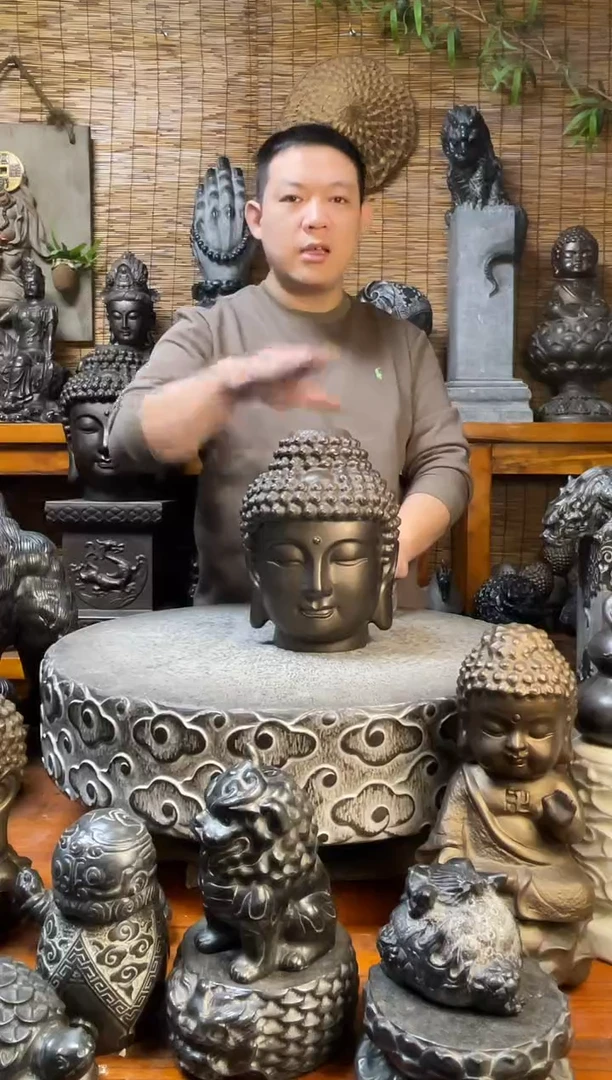 石材25佛头天然青石雕刻