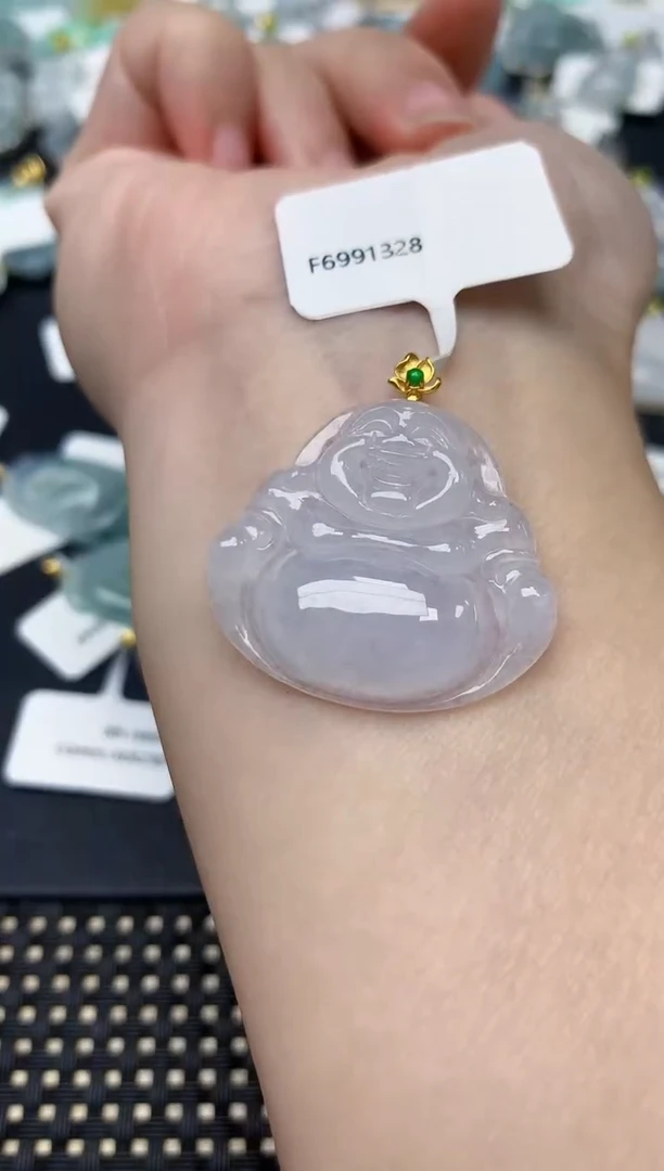 颈饰18K金镶嵌翡翠天然缅甸A货翡翠