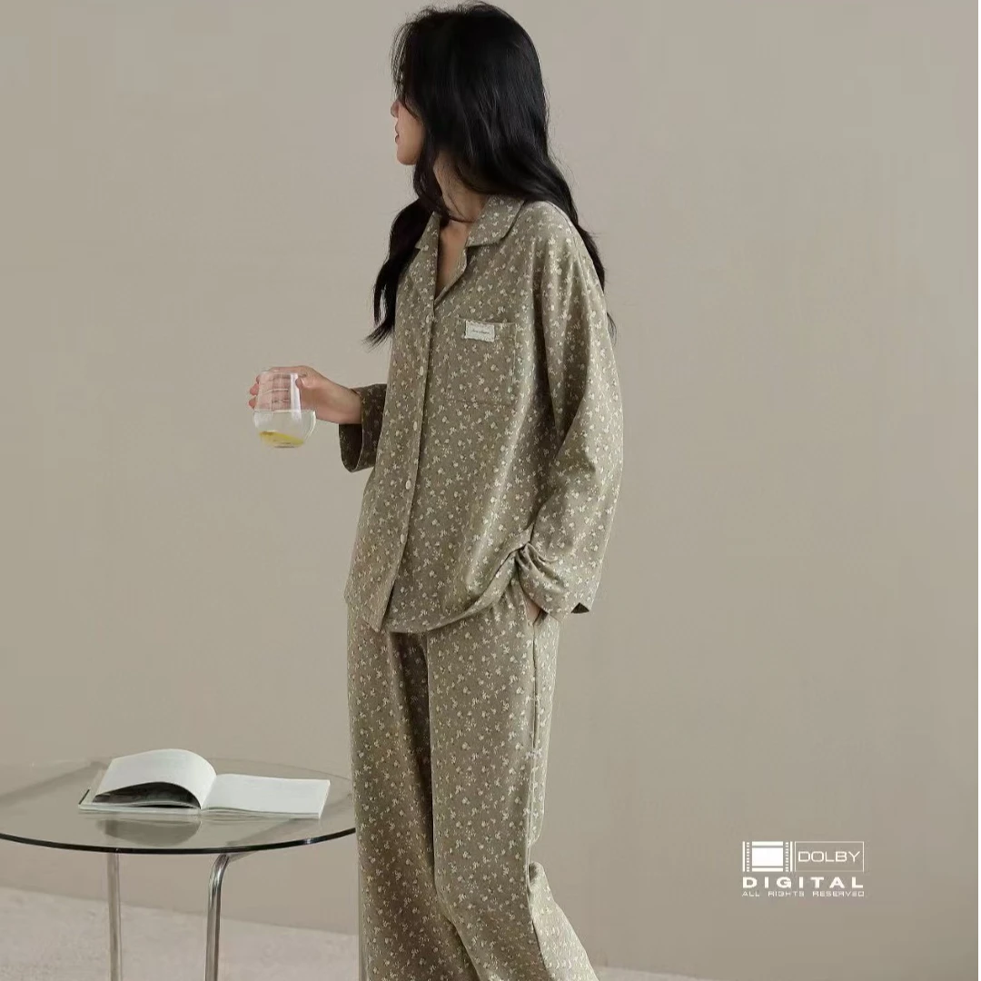 【B001-B040】2025年秋冬新款长袖长裤加胸垫家居服保暖柔软睡衣