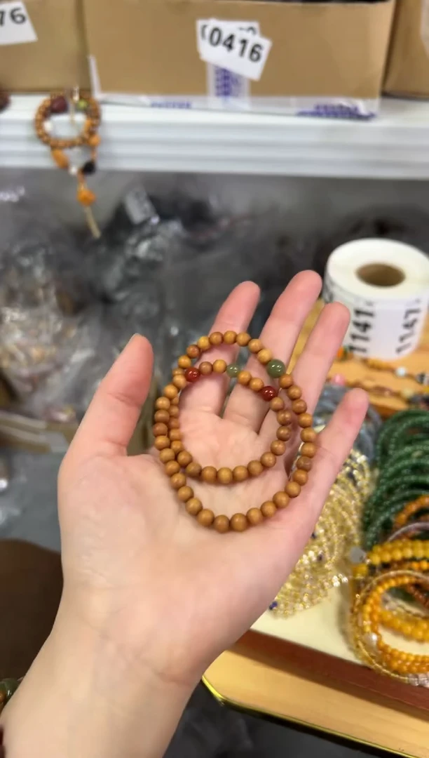 【闪购商品】檀香木手串未镶嵌黑肉檀香木和田南红款[1140]