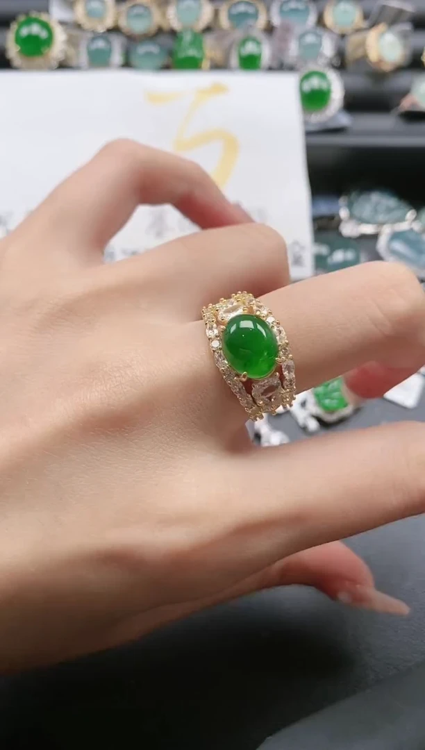 【闪购商品】翡翠戒指银S925镶嵌654-600